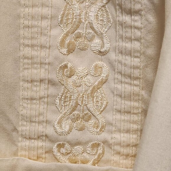 Original Guayabera By Dimension Men's 5XL Ivory Cuban Short‎ Sleeve Embroidered - Picture 4 of 11